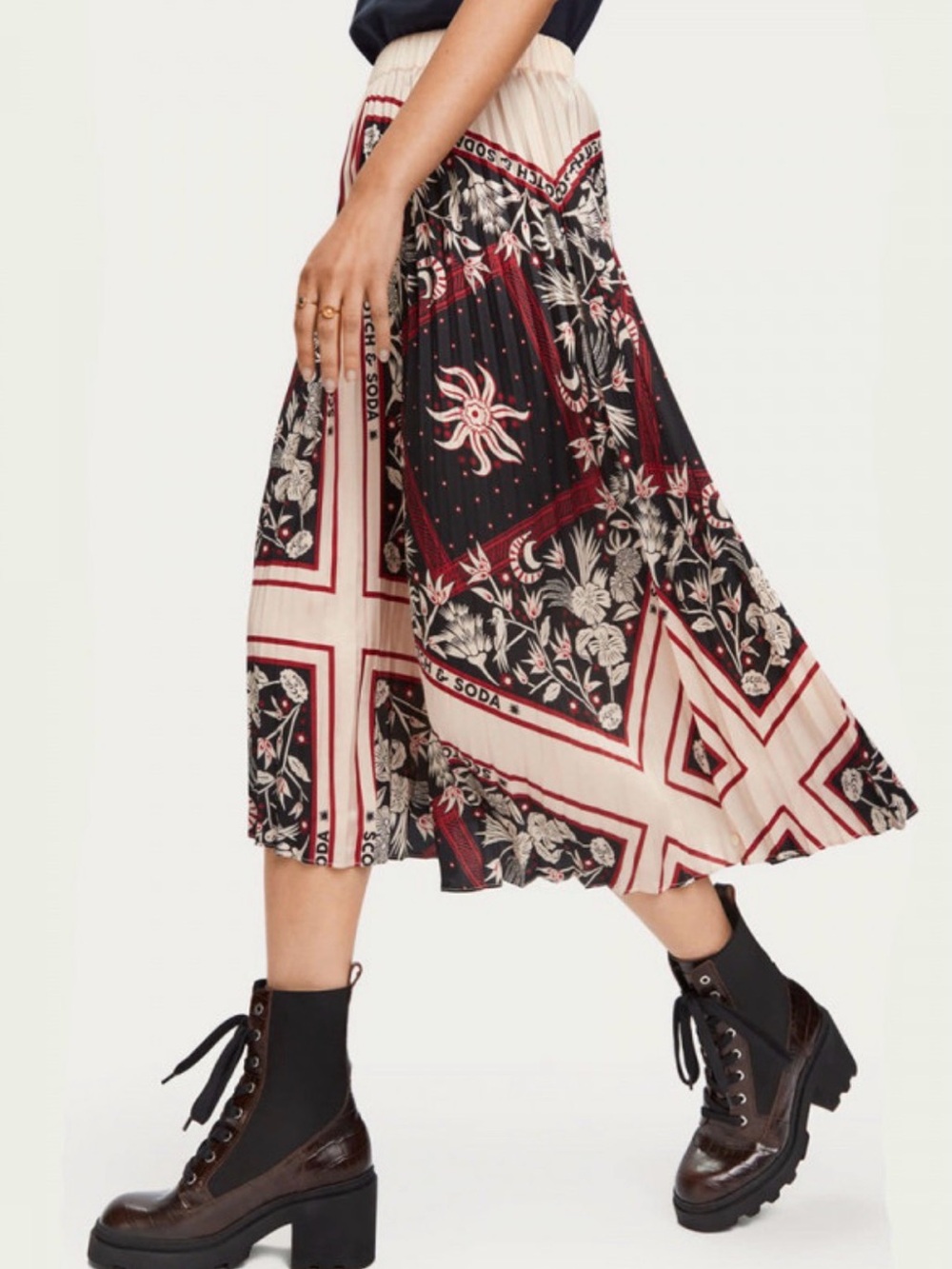 Scotch and Soda Midi Scarf Pleated Skirt Size M